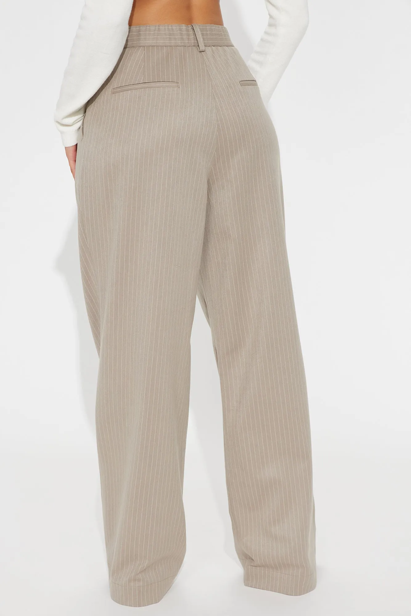 Avery Pinstripe Wide Leg Trouser - Stone