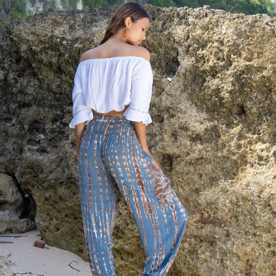 Bali Pants In Tan & Grey Tie Dye, Indonesia
