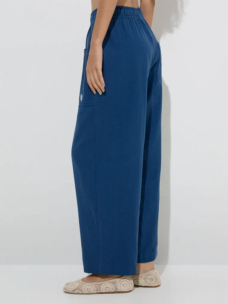 Bombay Paisley Indigo Cotton-Blend Pants
