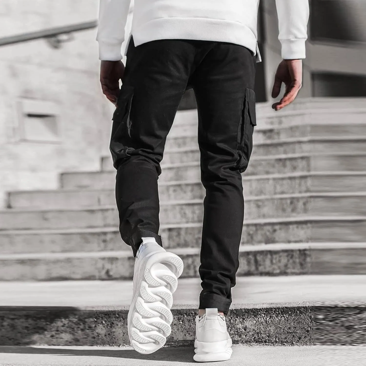 Cargo Pants for Men Relaxed Fit Mens Jogger Pants Drawstring Trousers Stretch Elastic Waist Outdoor Pants Sweatpants