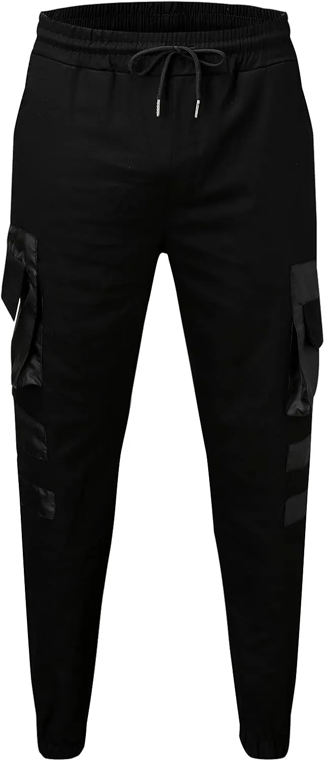 Cargo Pants for Men Relaxed Fit Mens Jogger Pants Drawstring Trousers Stretch Elastic Waist Outdoor Pants Sweatpants