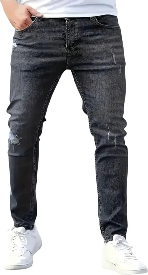 Casual Slim Fit Jeans for Men Classic Fit Stretch Skinny Fashion Destroyed Ripped Denim Pants Jeans for Men