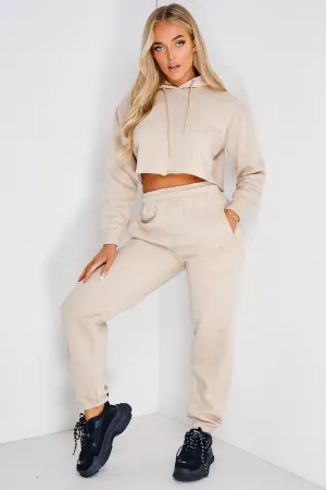 Eva Stone Relaxed Cropped Hoodie and Joggers Tracksuit Set