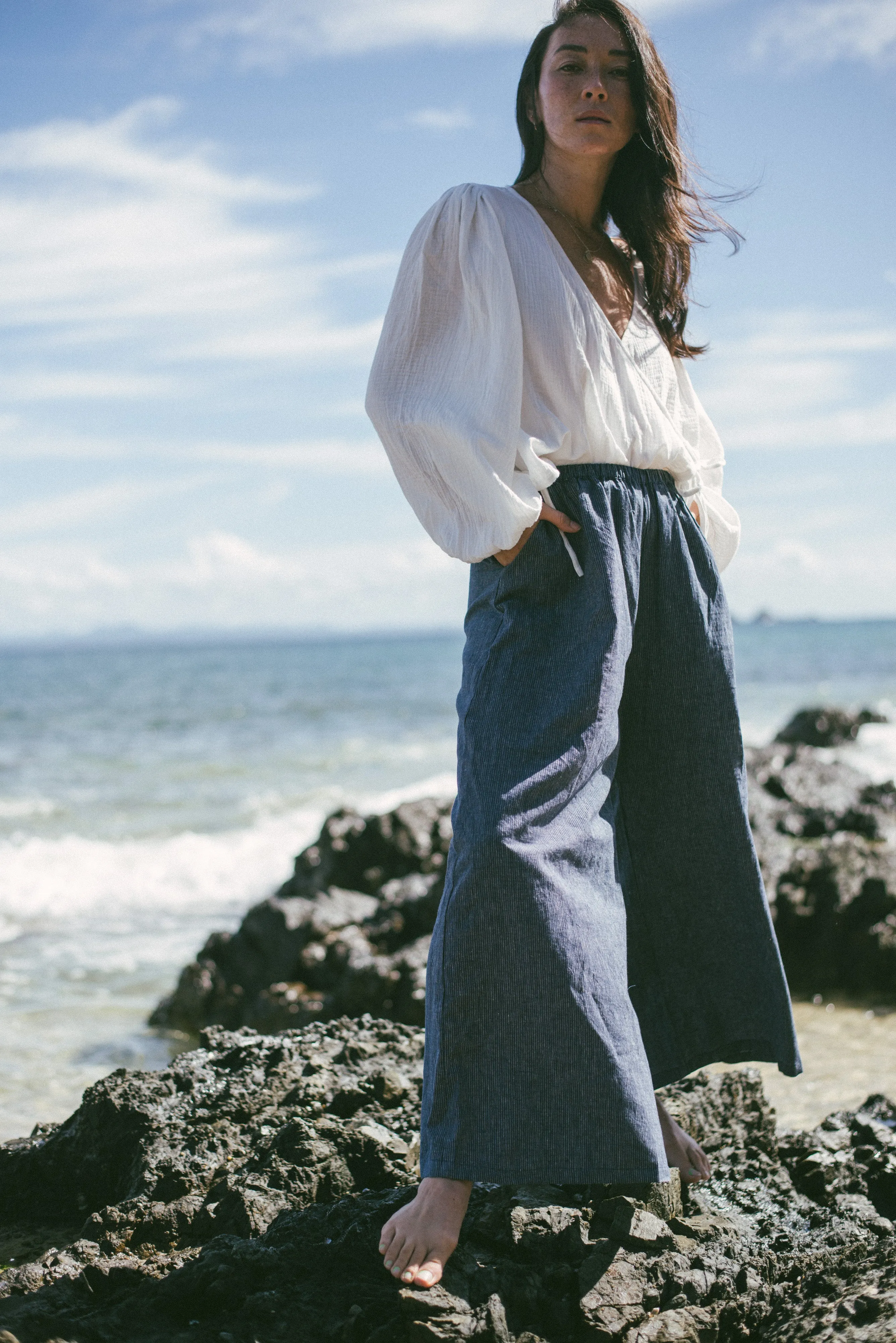 Ivy Pant Navy Pinstripe