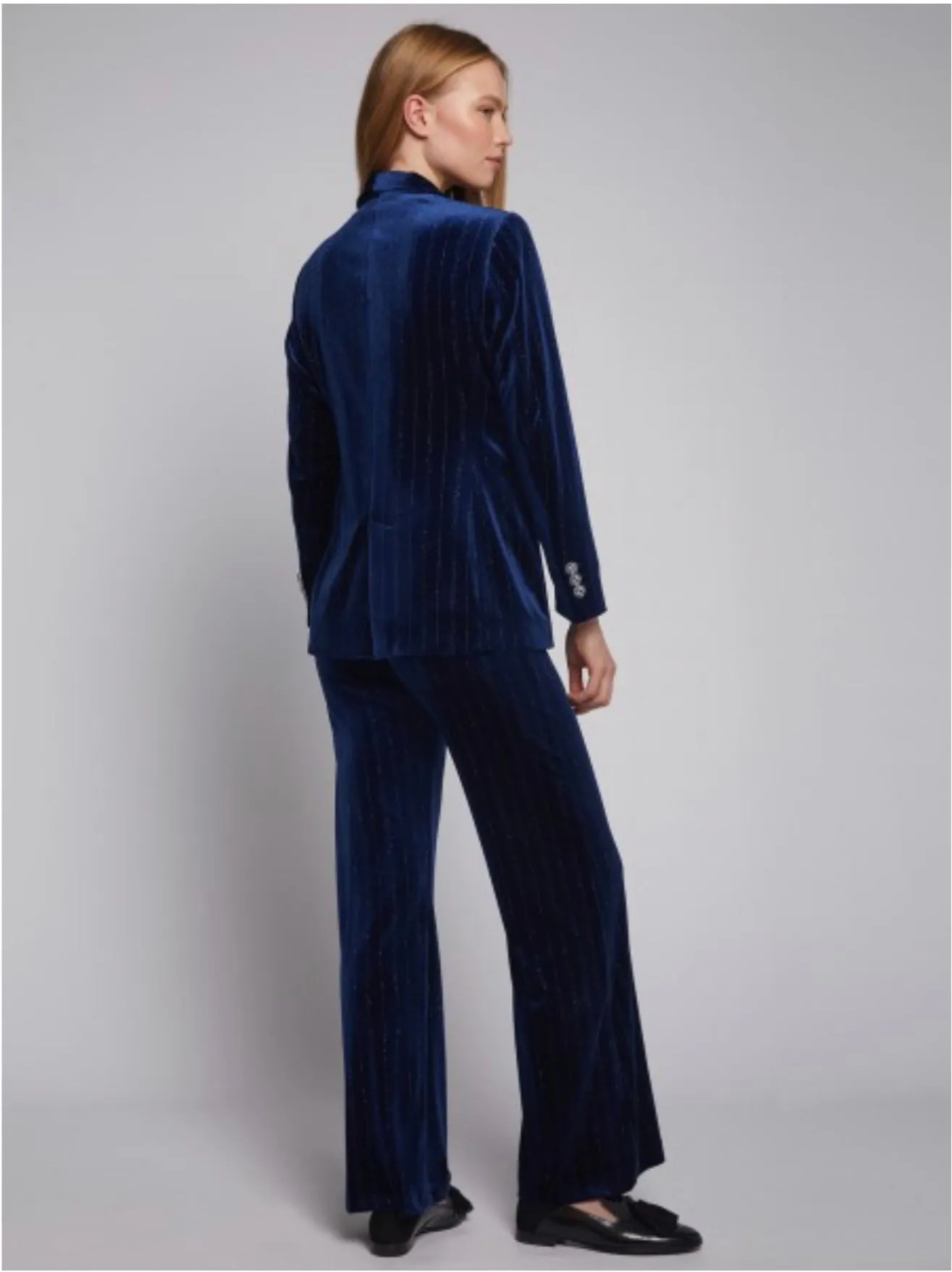 JACKET SMOKING NAVY GLITTER STRIPE VELVET