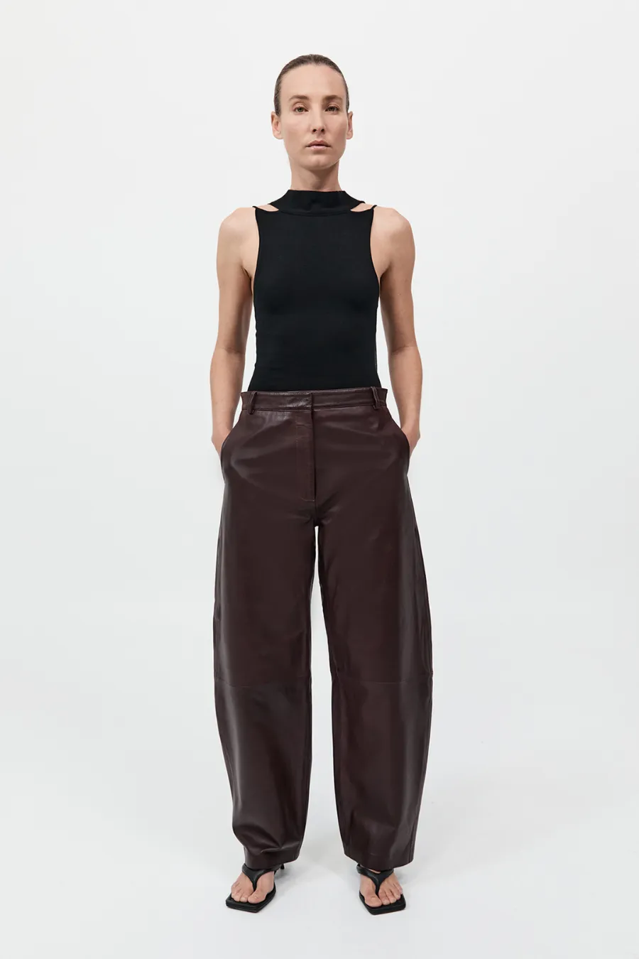 Leather Balloon Pants Bordeaux