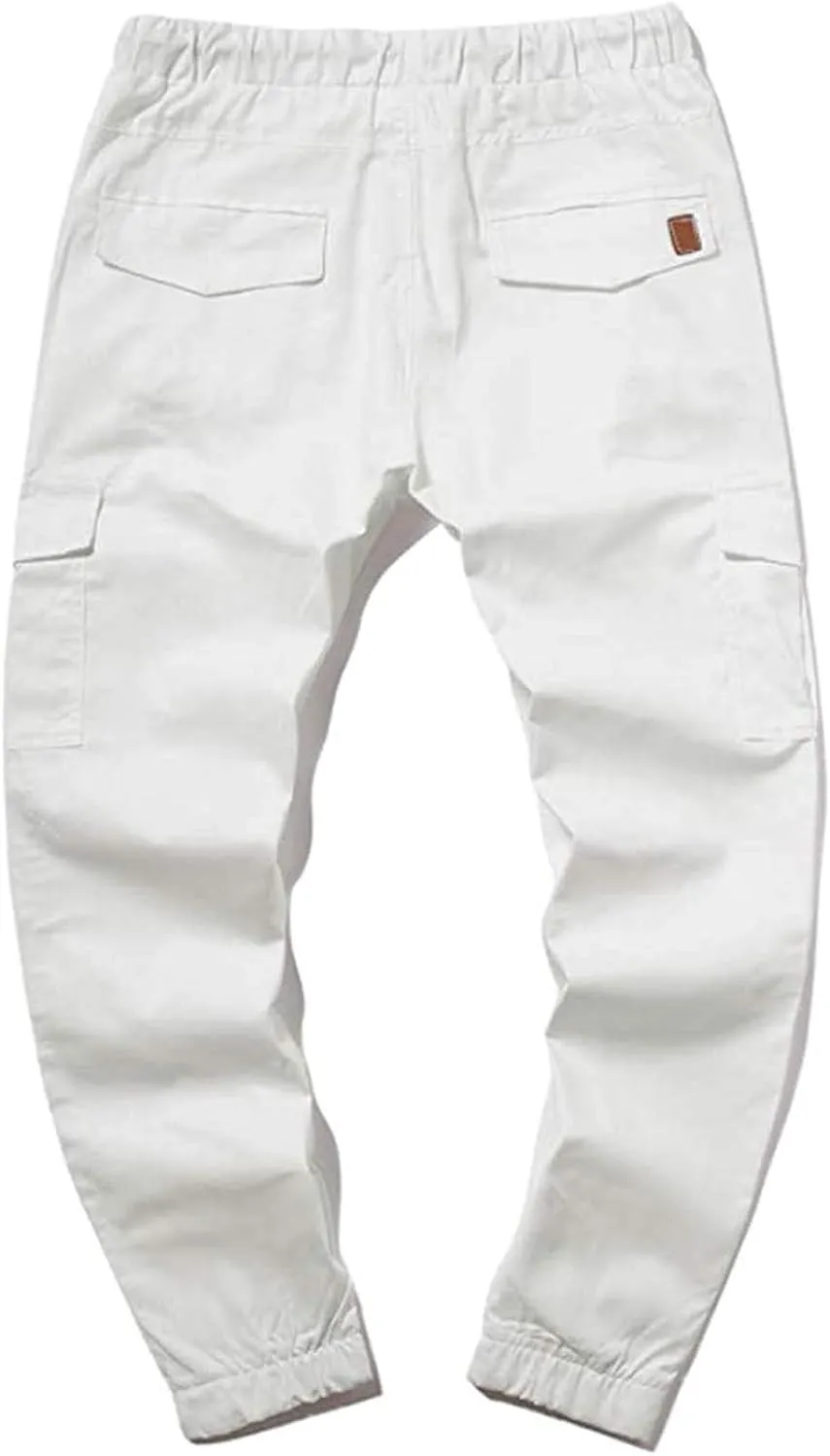 Mens Cargo Joggers Pants White Jeans Men Relaxed Fit Sweatpants Dress Pants Stacked Sweatpants Men Long Jogger