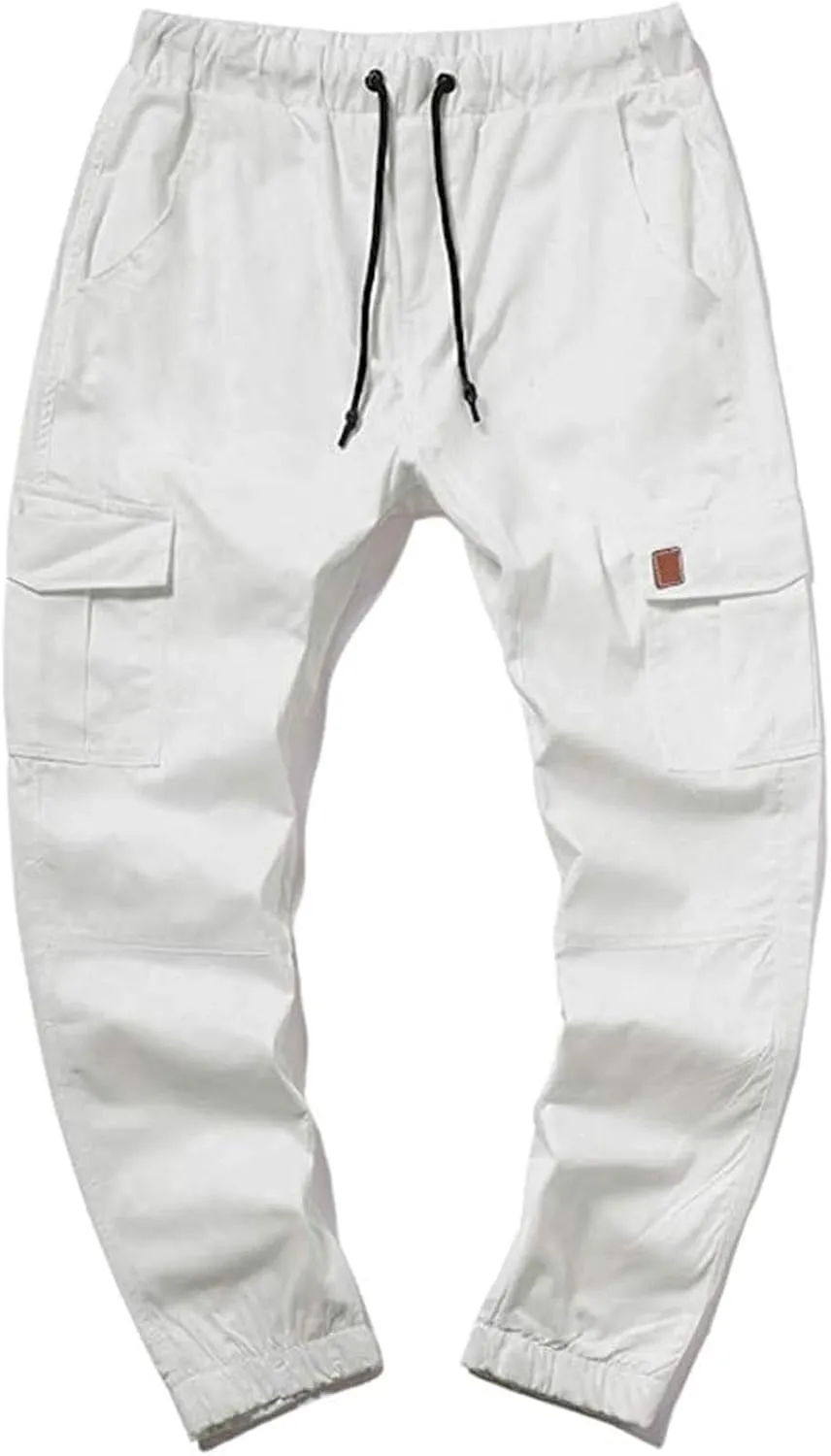 Mens Cargo Joggers Pants White Jeans Men Relaxed Fit Sweatpants Dress Pants Stacked Sweatpants Men Long Jogger