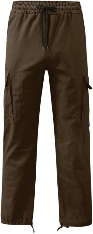 Men's Casual Cargo Pants Elastic Waist Joggers Relaxed Fit Work Overalls Hiking Hunting Streetwear Trousers