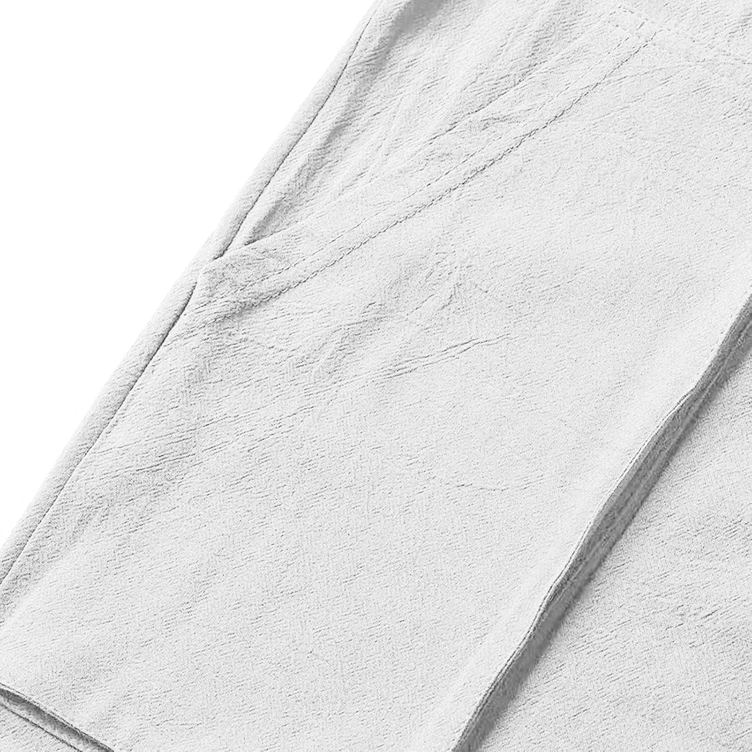 Men's Linen Pants Cargo Casual Pants Drawstring Elastic Waist Tapered Slacks Summer Beach Trousers with Multi Pockets