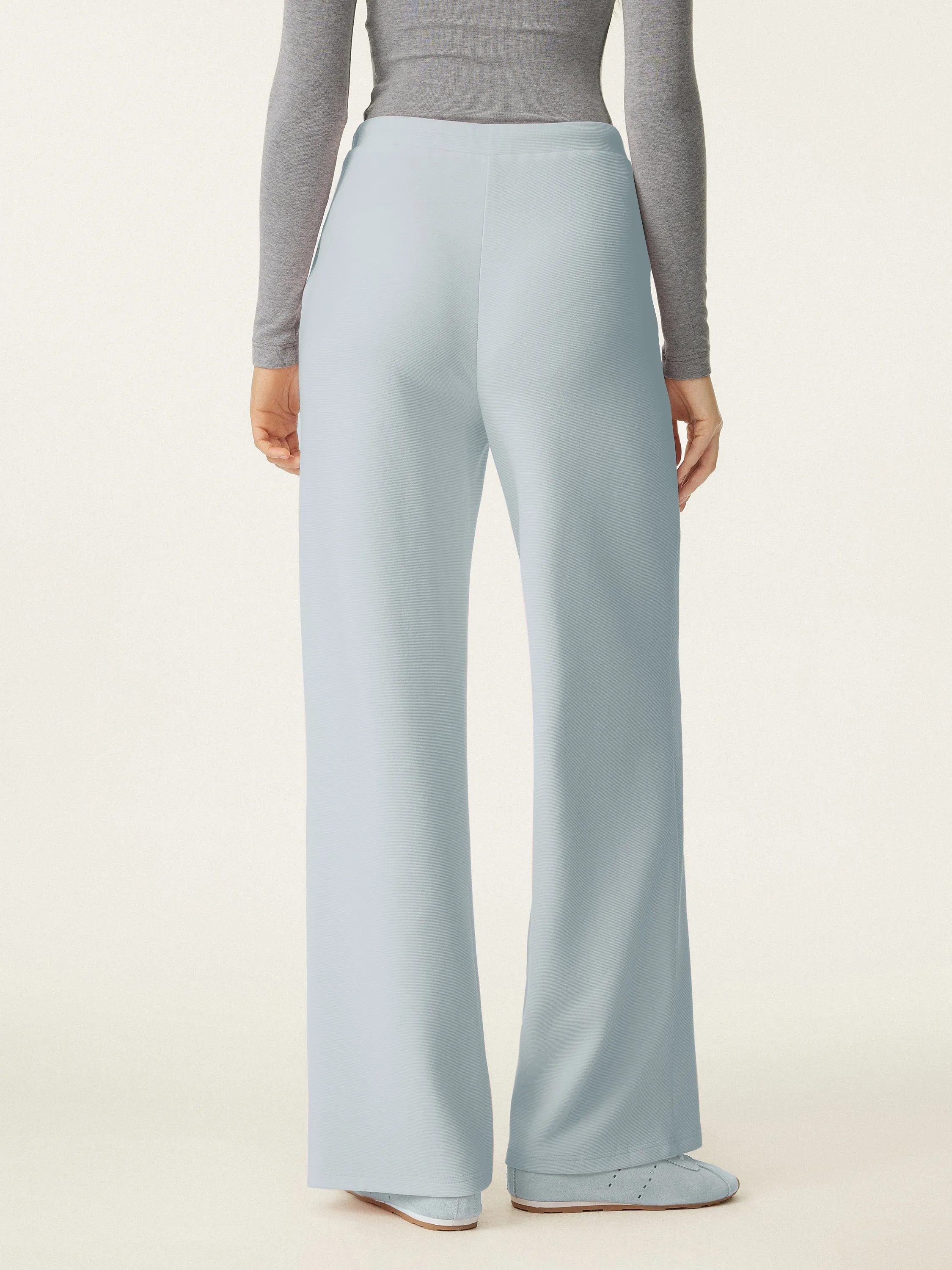 Mid Rise Drawstring Wide Leg Pant with Pockets