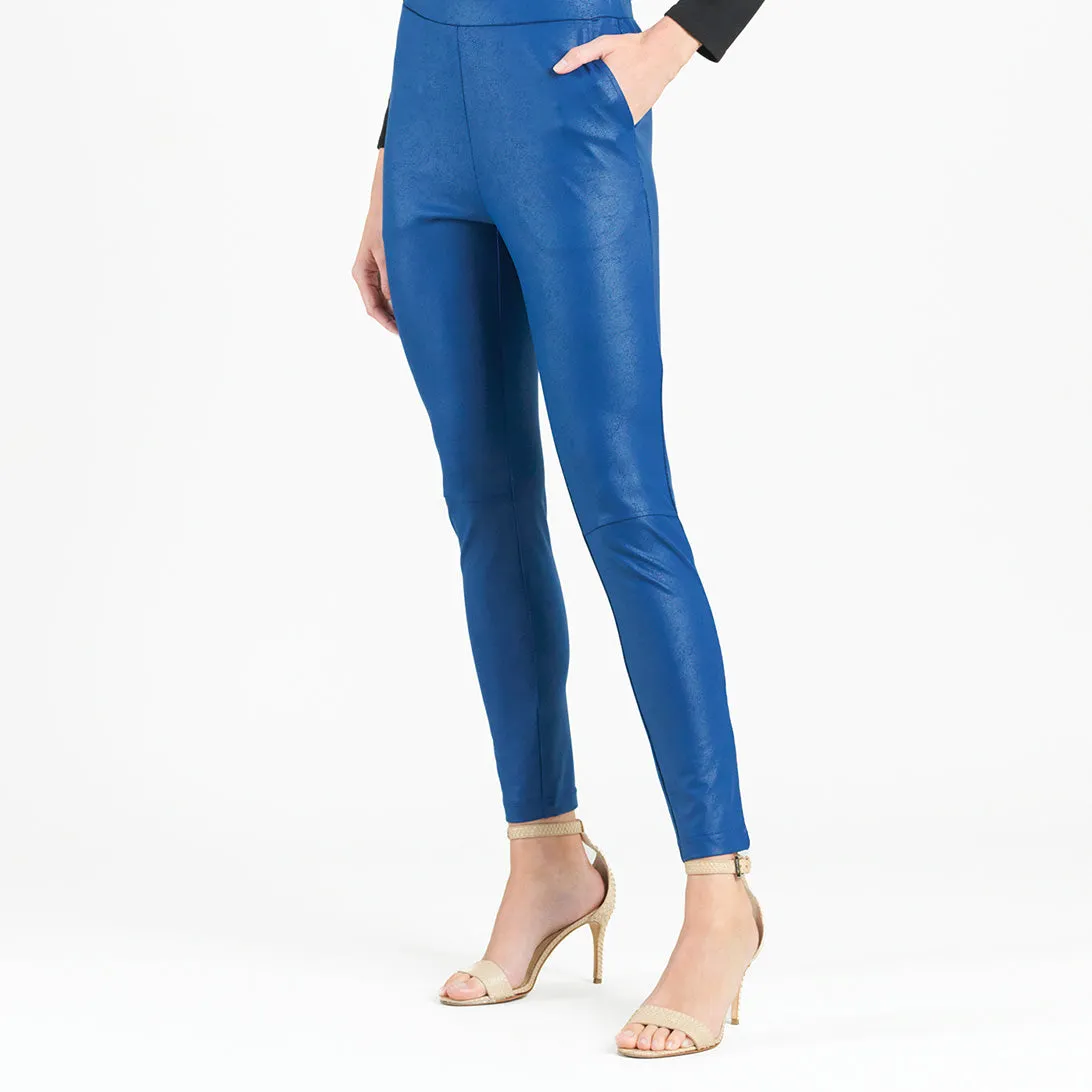 PREORDER-Liquid Leather Sheen Pocket Pants-Cobalt