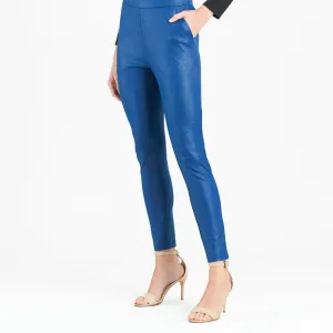 PREORDER-Liquid Leather Sheen Pocket Pants-Cobalt