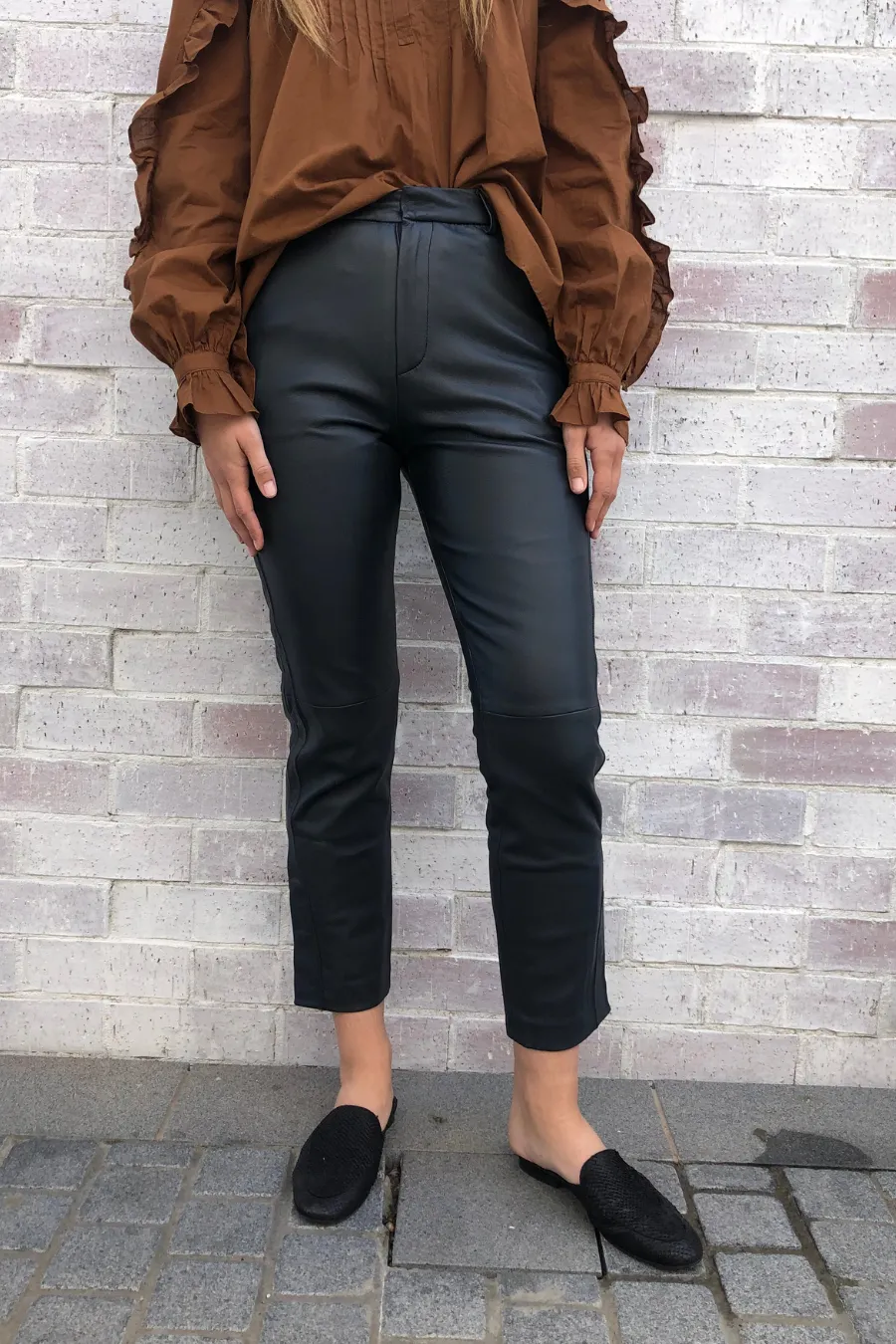 Rider Leather Pants Navy