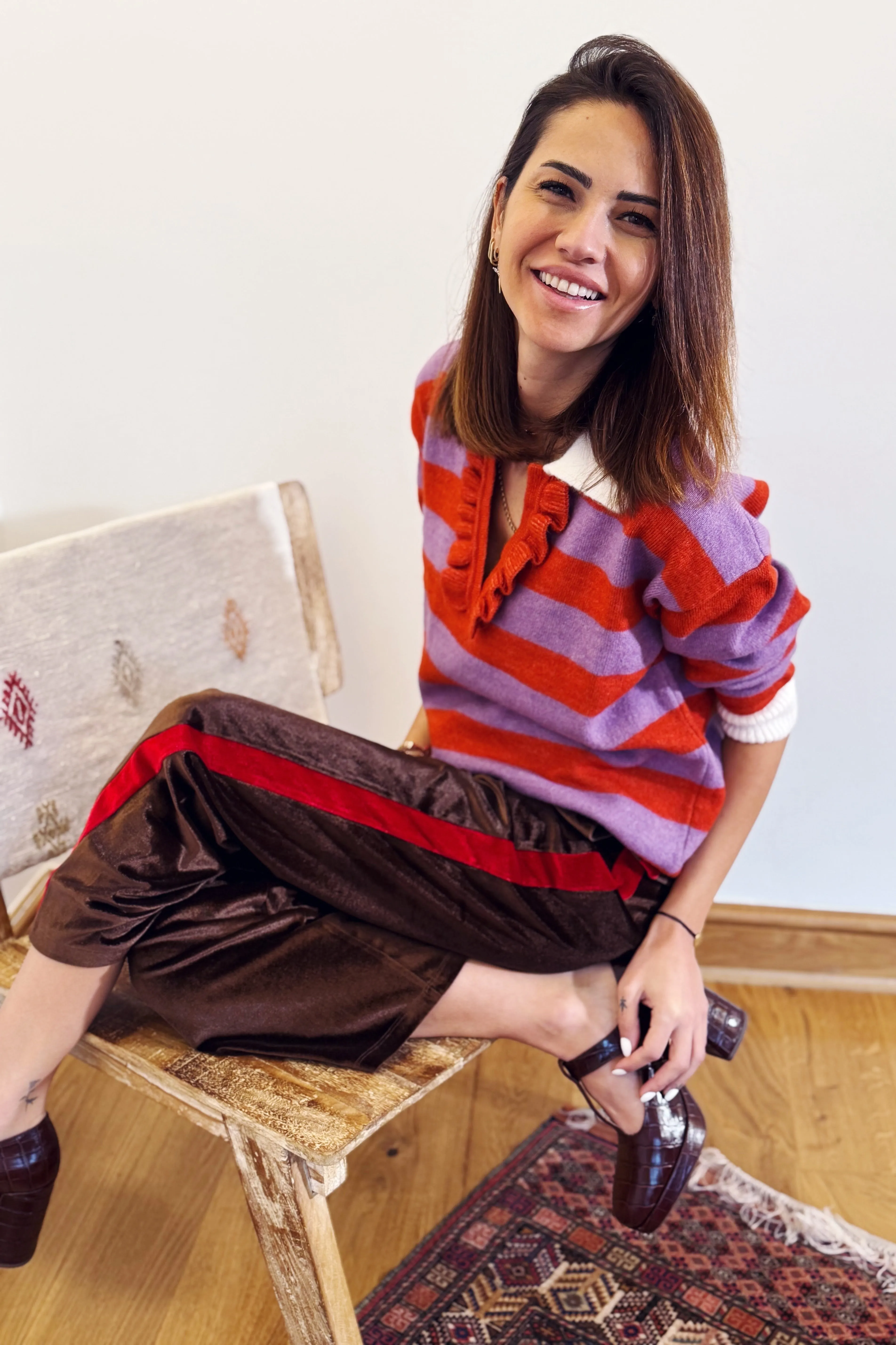 Side Striped Velvet Trousers