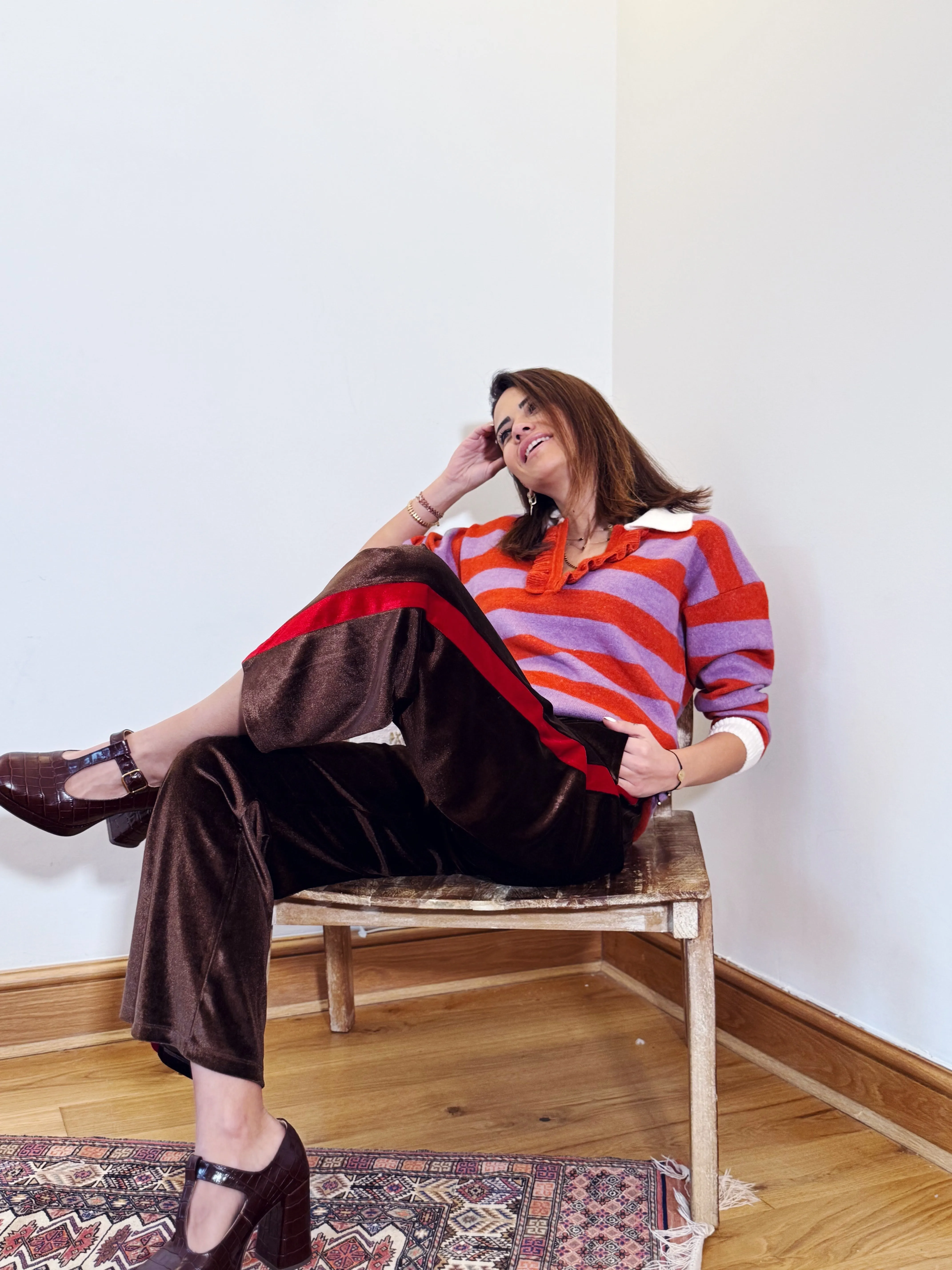 Side Striped Velvet Trousers
