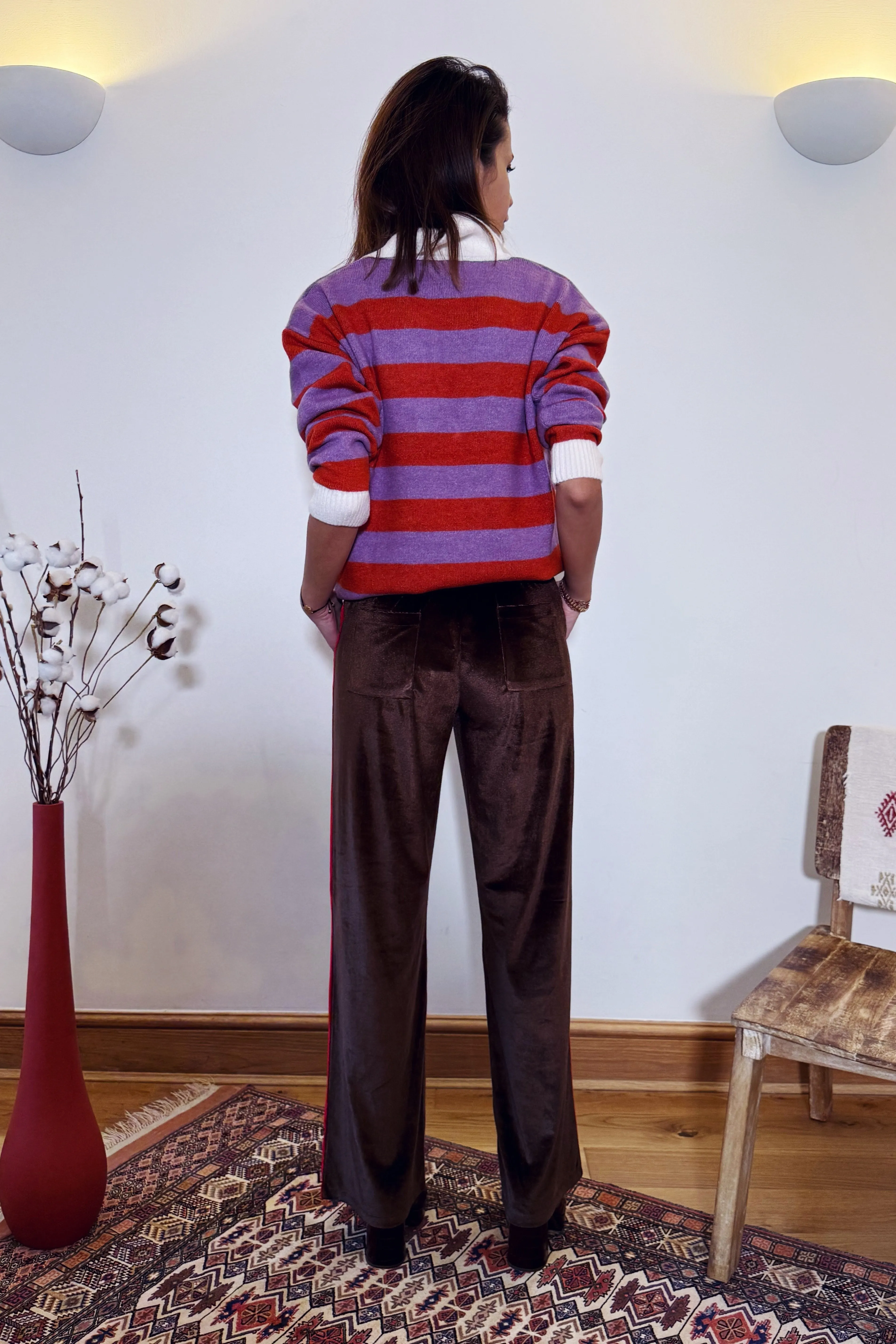 Side Striped Velvet Trousers