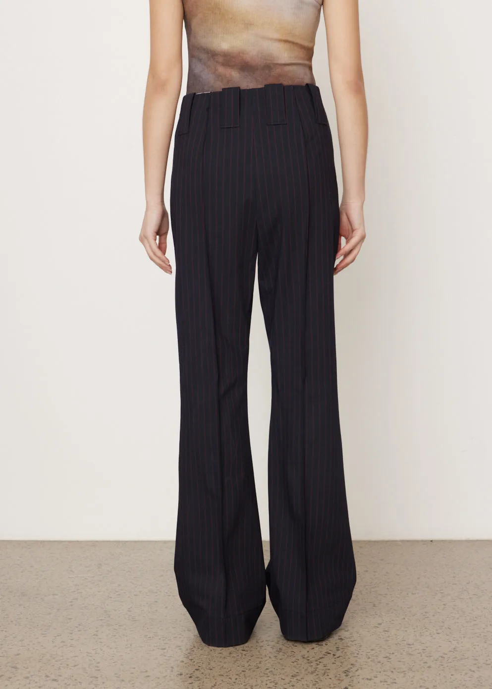 Stretch Stripe Bootcut Mid Waist Pants