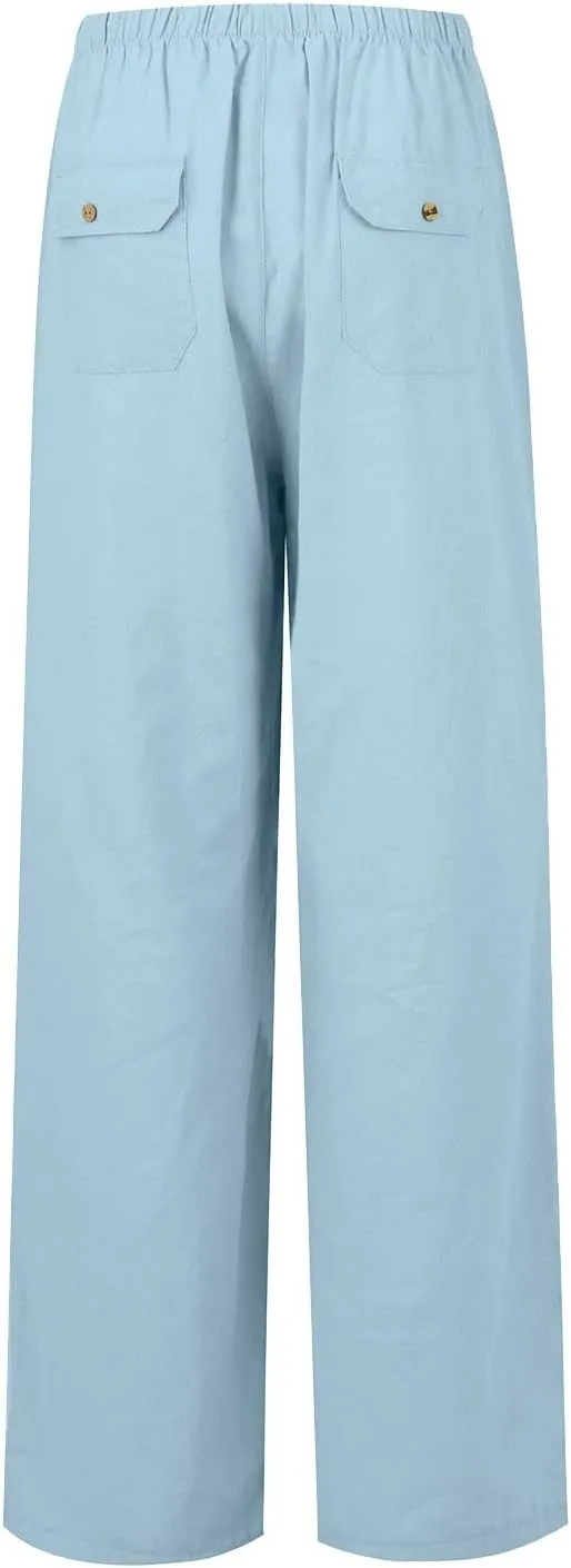 Striped Linen Pants for Women Women's Spring and Summer Cotton and Linen Trousers Loose Plus Size Wide Leg Pants