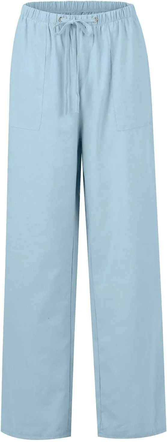 Striped Linen Pants for Women Women's Spring and Summer Cotton and Linen Trousers Loose Plus Size Wide Leg Pants