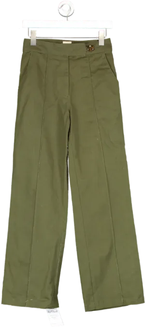 usisi Green Stella Wide-leg Cropped Trousers UK M