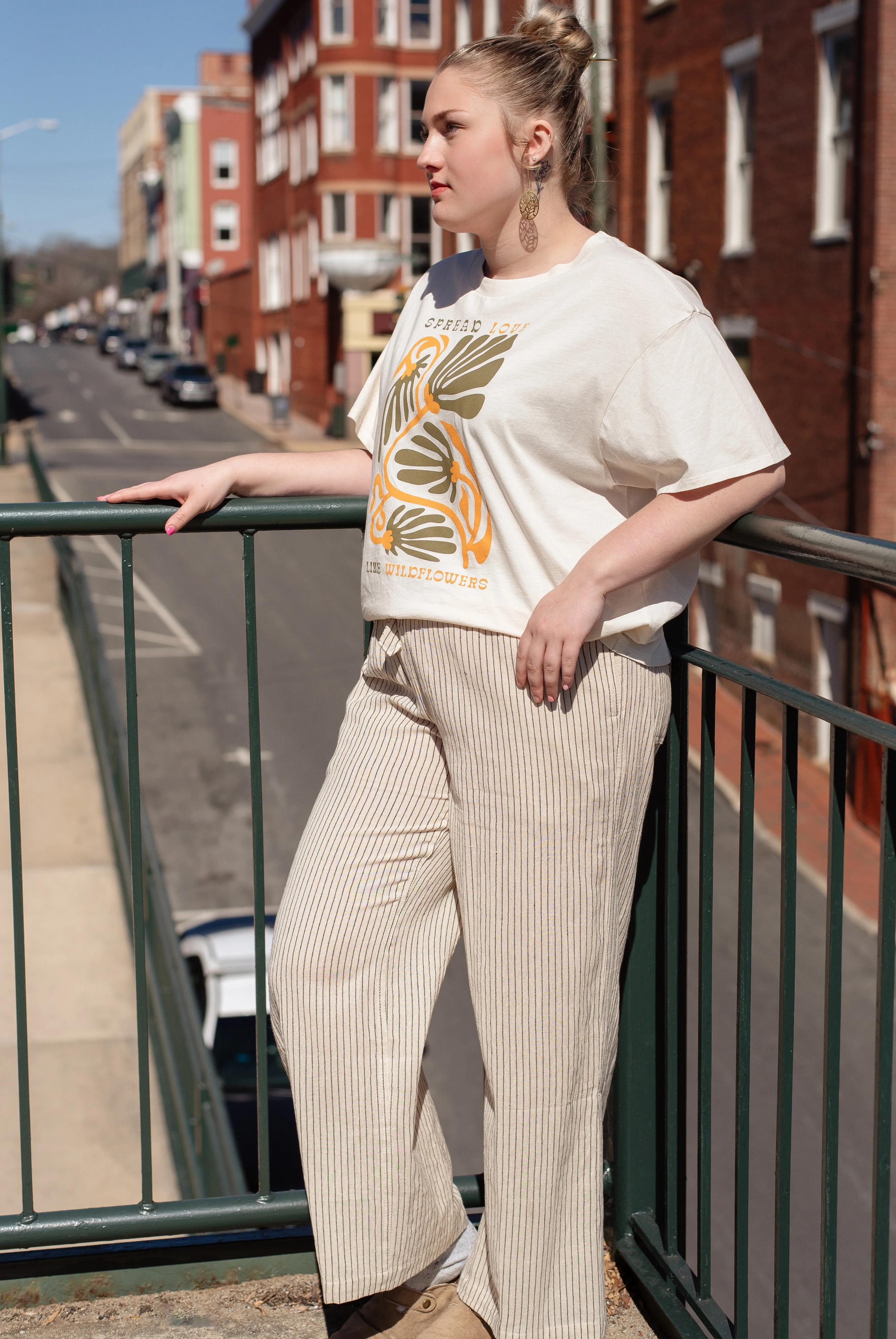 Wide Leg Cotton Pant - Pinstripe