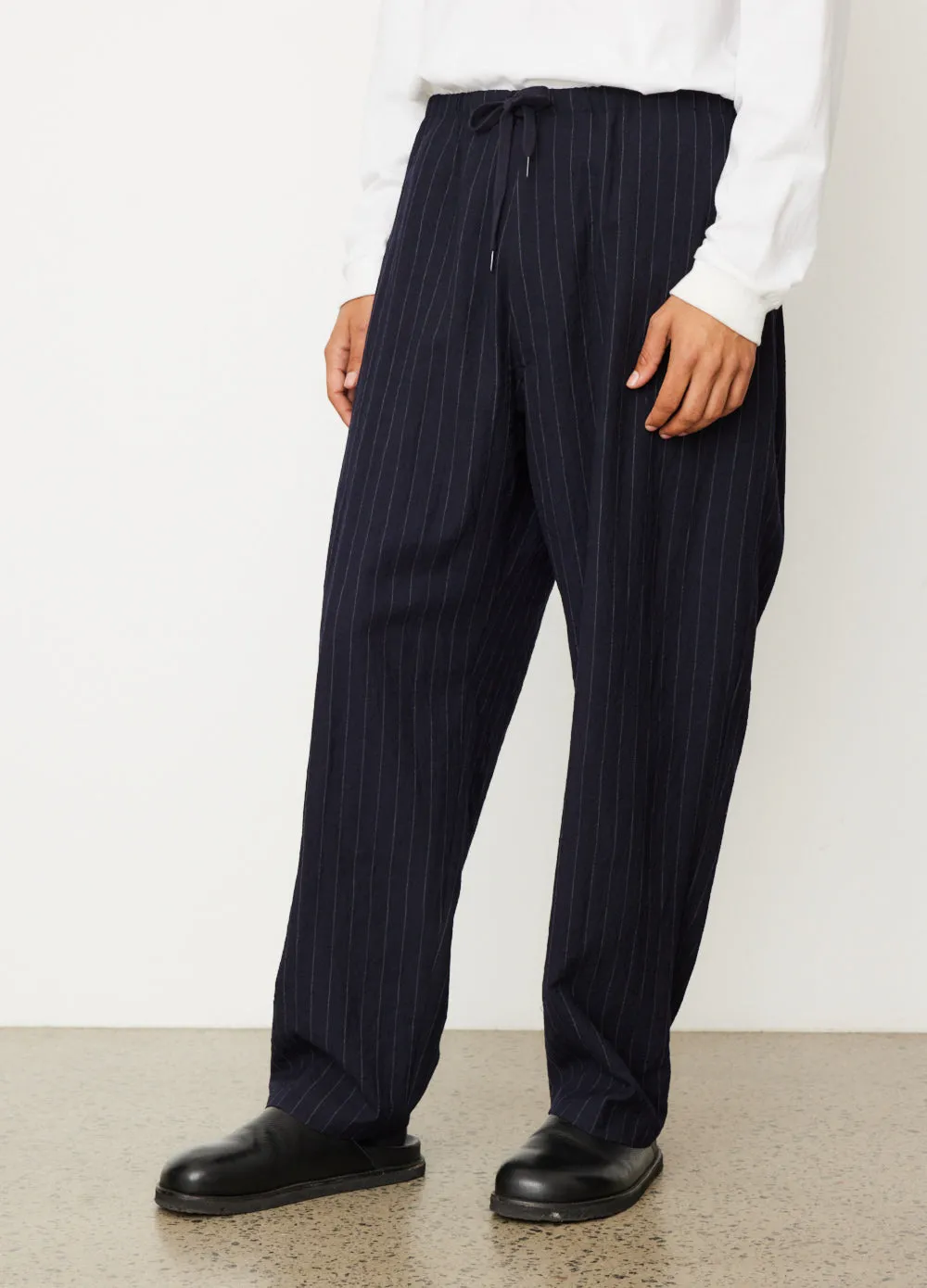 Wool Stripe Drawstring Pants