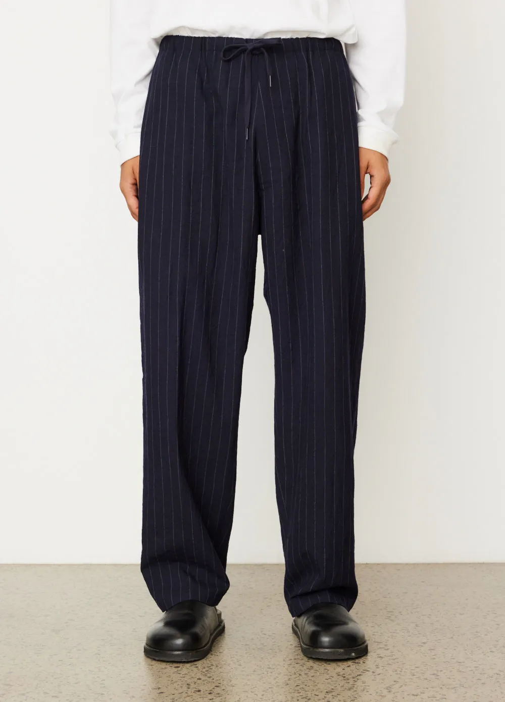 Wool Stripe Drawstring Pants