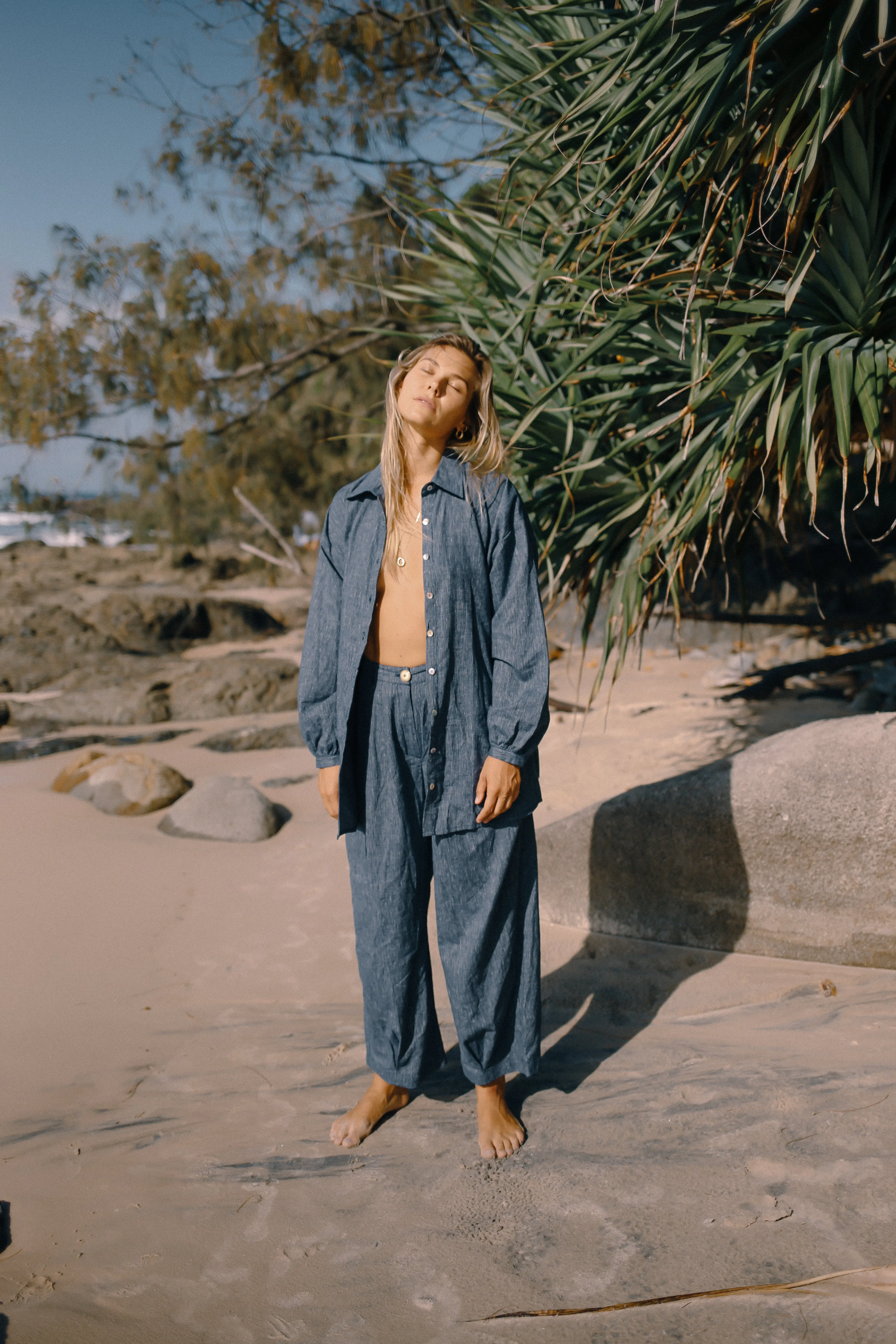 Yumi Pant Navy Pinstripe